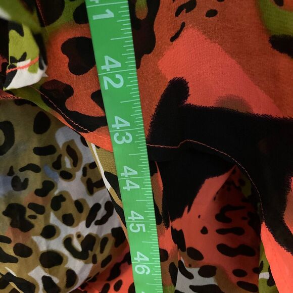 NWT‎ America & Beyond Dress Womens S Green Pink V-Neck Tie Smocked Waist A-Line - Picture 11 of 12